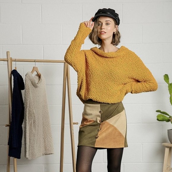 Fuzzy High Neck Collar Sweater - Picture 6 of 7